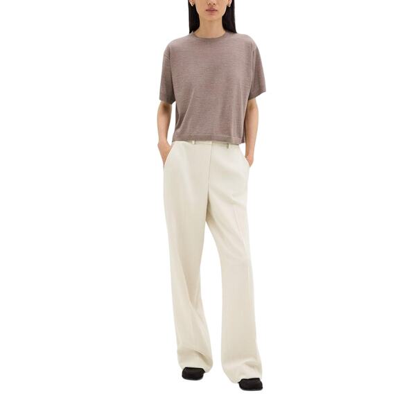 Theory Relaxed Cream Triacetate Straight Pant Size 4 - Picture 1 of 6